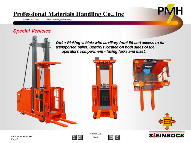 Auxillary lift and walk thru load access on counter-balanced order pickers