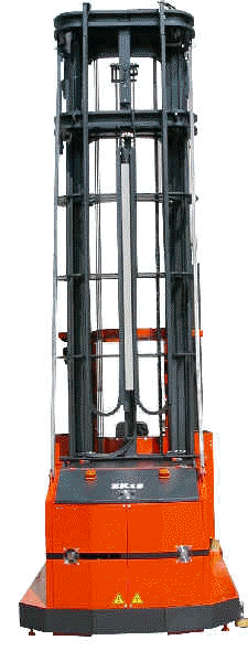 Rear view of EK order picking turret forklift